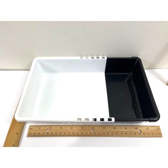 White & Black Plastic Storage Bin 10x7x4 Inches Home/Office Organization Durable - Picture 1 of 8